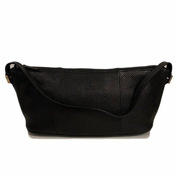 Gucci Snake Embossed Black Leather Pouchette - Picture 1 of 9